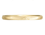 Diamond Cut and Satin Hinged Bangle in 14K Yellow Gold (8.00 mm)